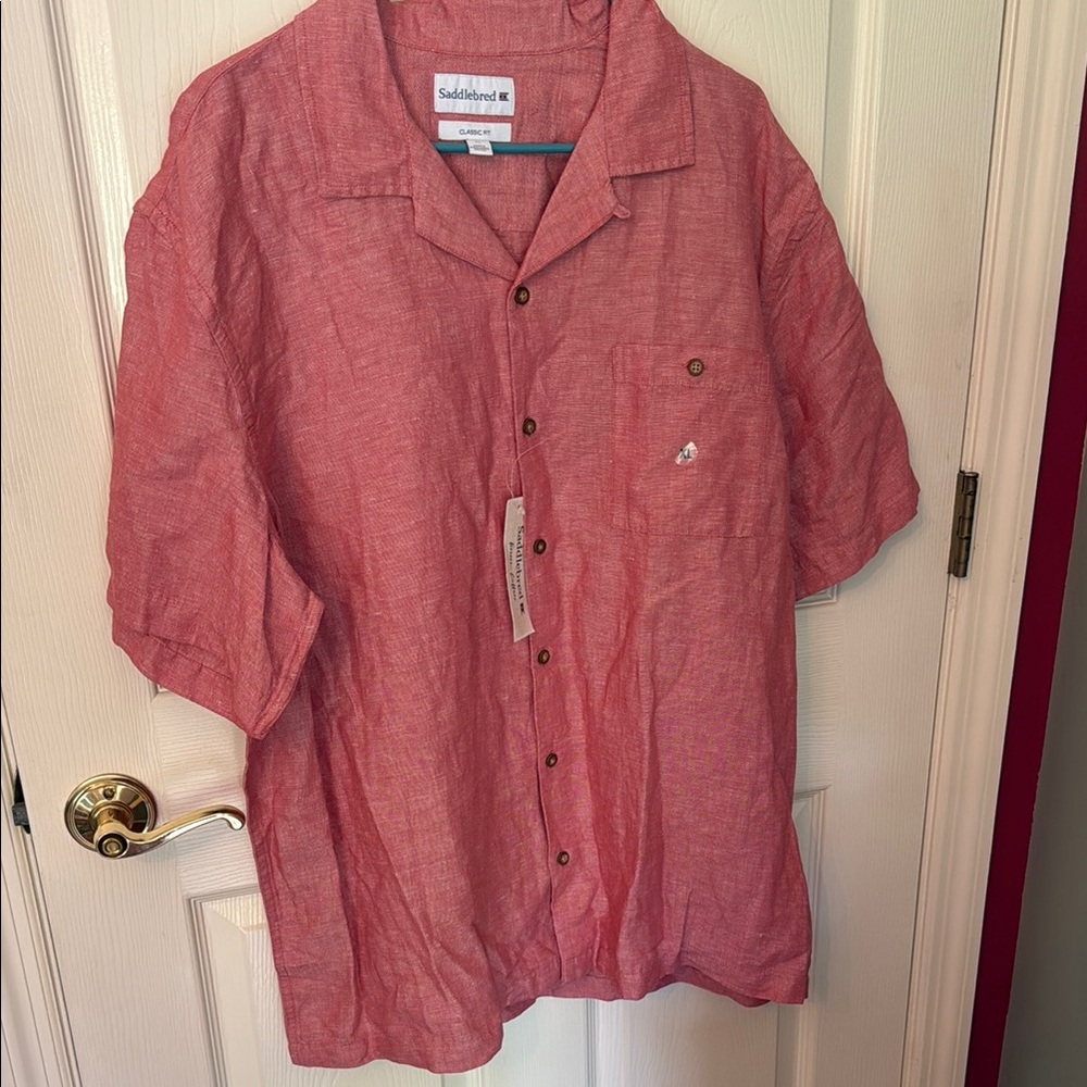 Red Linen Button Down